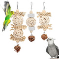 Wontee Bird Toys 3 Pack Parrot Foraging Hanging Toys Sola Ball Natural Nuts Chew Toys for Cockatiels Conures Parakeets Budgies Senegal (3 Pack)