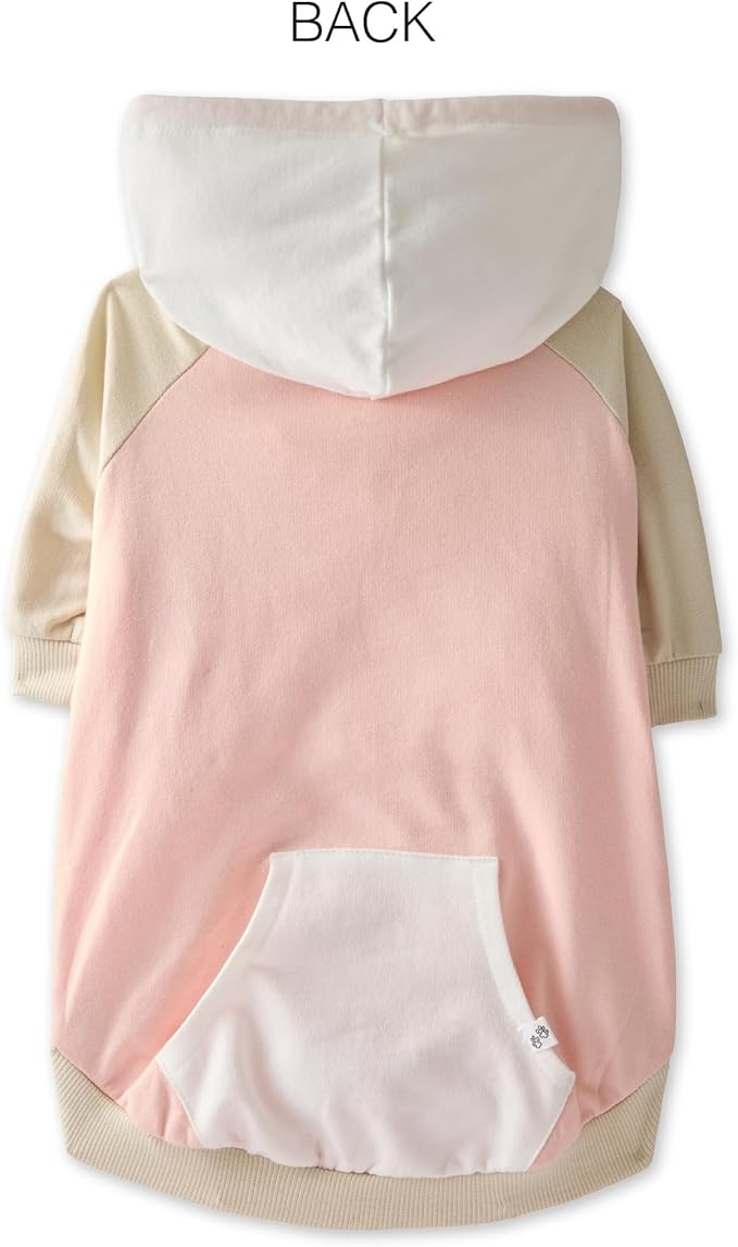 Rocky – The Orginal Lightweight Hooded TEE 100% Organic Cotton Dog Hoodie Pet Coat Sweater for Small, Medium, Large Dogs, Pink Color Block, Large (40-60 lbs)