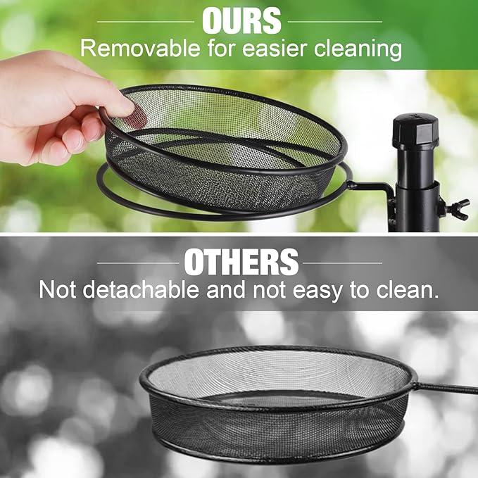 Urban Deco Wall Mounted Bird Feeder With Detachable Tray and 2 Water Bowls for Balcony, Yard, Fence, and Tree - Black