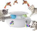 Cat Toys,3-in-1 Interactive Cat Toys for Indoor Cats,Rechargeable Automatic Interactive Cat Toy with Fluttering Butterfly,Smart Sensor 6 Holes Mice Whack-A-Mole and Track Balls, White