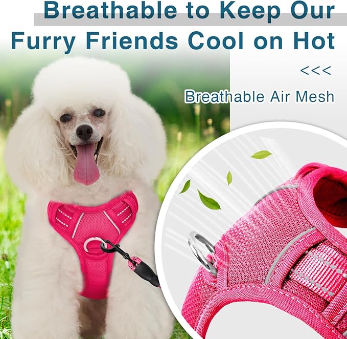 BARKBAY Dog Harness No Pull with ID Tag Pocket - Heavy Duty, Reflective, Easy Control for Large Dogs(Pink,XS)