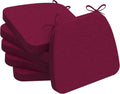 AAAAAcessories D-Shaped Chair Cushions, 2" Thick Dining Chair Pads with Ties and Removable, Machine-Washable Cover, 17" x 16", Set of 6, Wine Red