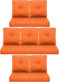 7-Piece Outdoor Patio Cushion Set - Fade & Water Resistant with Removable Olefin Cover, 22x24x4 Inch Memory Foam Cushions for Wicker Sectional Sof - Orange/Buckle