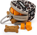 Snackpack Double Insulated Dog Treat Pouch - Holds 1.5 Cups - Dog Training and Walks Snack Bag, Two Pockets for Dry or Wet Treats, Attaches to Leash, Belt, or Bag - Leopard