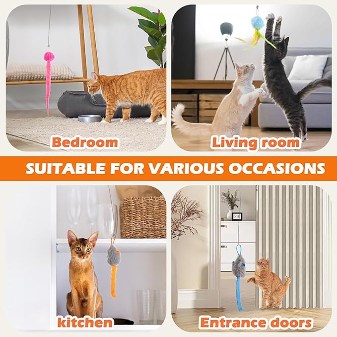 Rechargeable Electric Cat Teaser with Remote – Interactive Door Clip Toy for Cats, 2 Motion Modes (360° Spin & Irregular Jumping), Smart Auto Cat Toy for Exercise & Fun (Gray)