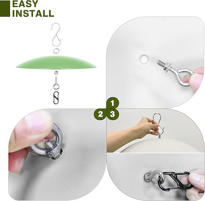 13" Bird Feeder Rain Guard, Hummingbird Feeder Shade Dome Cover, Hanging Baffle for Bird Feeder Pole (Light Green), 1 Pack