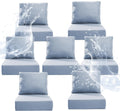 6" Thicker Outdoor Chair Cushion 7 Sets - 24" *24" *6" Waterproof Patio Furniture Cushions with Removable Cover, 28D High Density Sponge Filling Thicken Outdoor Patio Cushions - Baby Blue