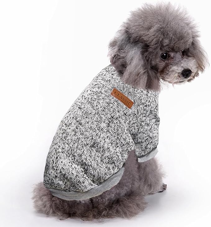 Jecikelon Dog Clothes Dogs Sweater Soft Puppies Clothing Winter Puppy Sweaters Warm Outfit for Dogs Small XXS XS Cat Apparel (X-Large, Grey)