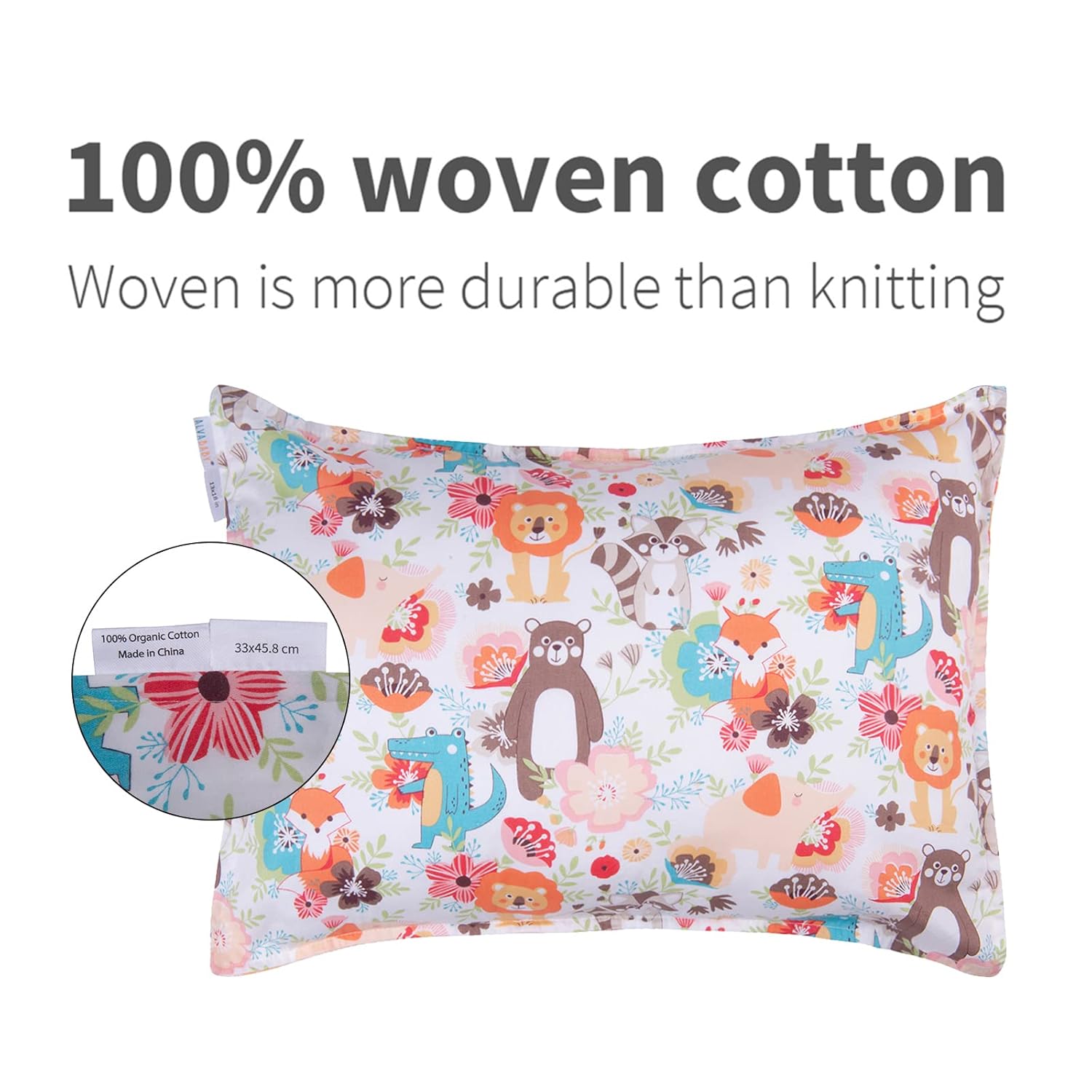 ALVABABY Toddler Pillowcases 2 Pack Cotton Kids Pillow Cover Fit 13"x 18" or 14"x20" Envelope for Girl Boy Sleepy Travel 2L-TPW24A