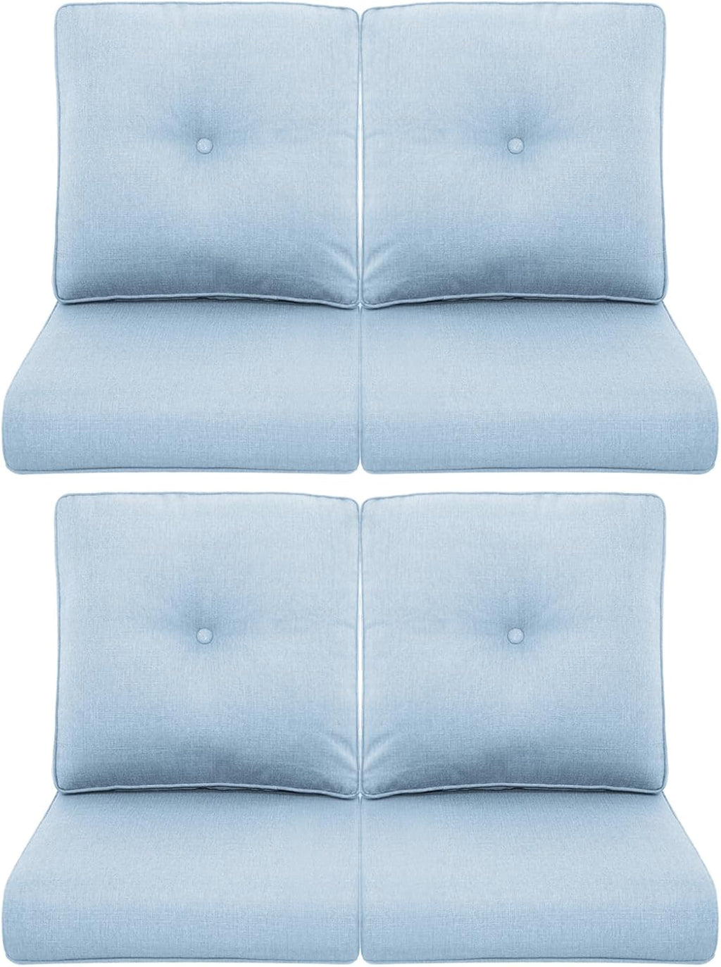 Patio Chair Cushions 4 Packs - Outside High Back Thick Water-Resistant Cushion 22x24 with Zipper Cover for Outdoor Glider Rocking Chairs Loveseat Couch – Baby Blue/Buckle