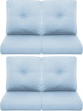 Patio Chair Cushions 4 Packs - Outside High Back Thick Water-Resistant Cushion 22x24 with Zipper Cover for Outdoor Glider Rocking Chairs Loveseat Couch – Baby Blue/Buckle