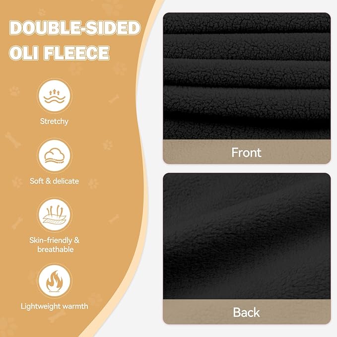 Extra Small Dog Sweater,Dog Hoodie,Warm Fleece Sweatshirt with Hood & Pocket,Leash Hole,Cozy Cold Weather Cat Pet Clothes Puppy Sweater for Small Dogs(Black,XS)