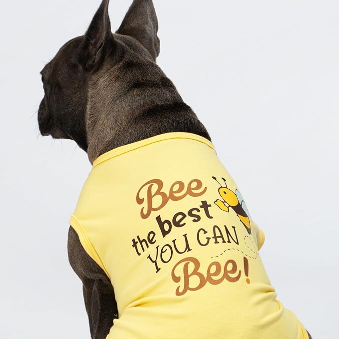 Fitwarm Bee The Best You Can Dog Shirt, Summer Clothes for Small Dogs Boy Girl, Funny Pet Outfit, Yellow, Brown, Blue, XS
