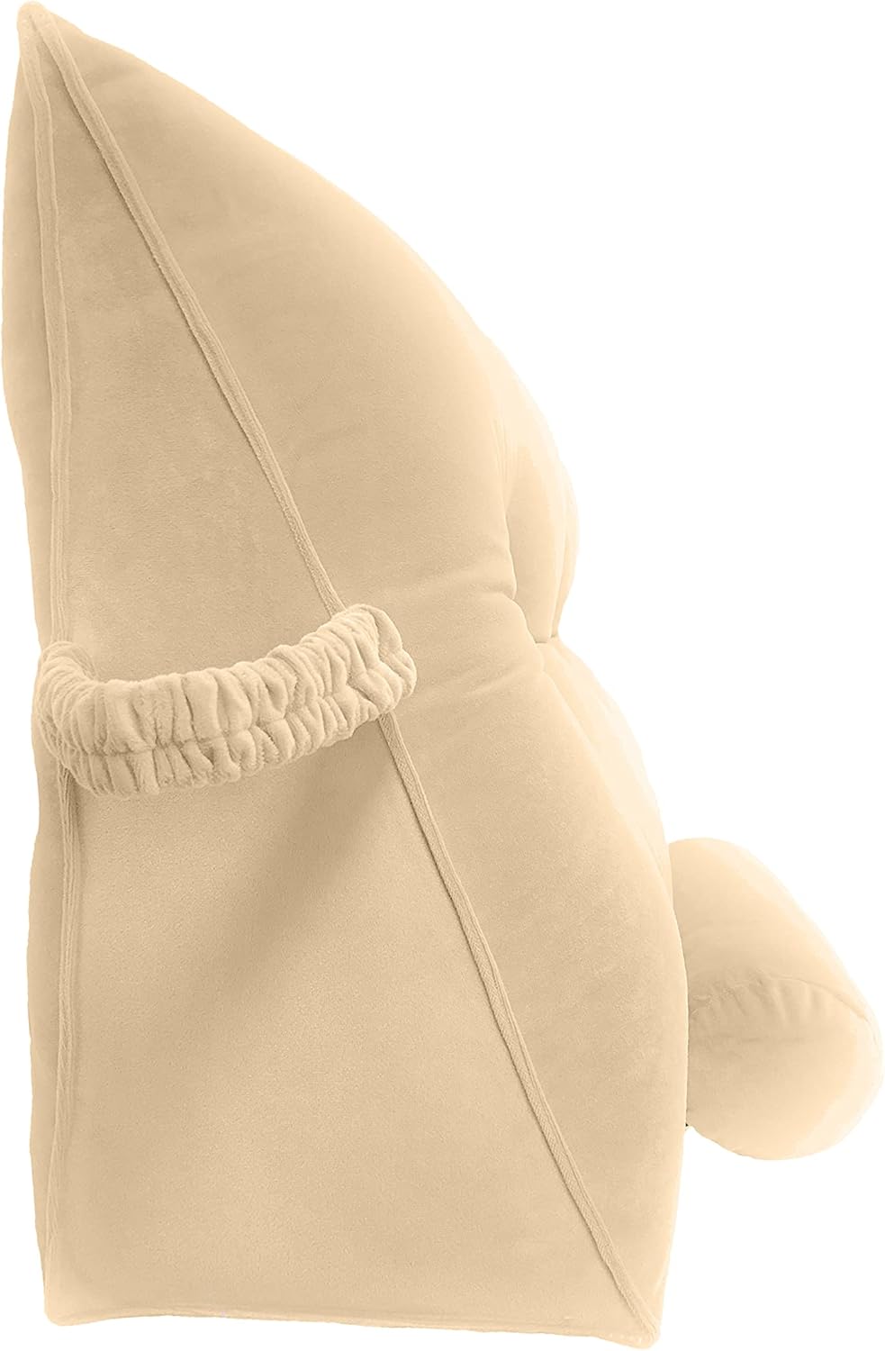 Triangular Reading Bed Rest Pillow Large Bolster Cushion Headboard Backrest Wedge Pillow with Two Detachable Roll Pillows for Neck & Lumbar Support (Beige, King: 77 x 8 x20 inches)