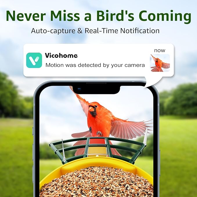 PeckCam® Smart Bird Feeder with Camera 2K HD Auto Detect & Notify, AI Identify 10000+ Birds Camera with Solar Panel 5 Perch Attachments Wireless Outdoor Birdwatching Gift for Birds Lover, Yellow