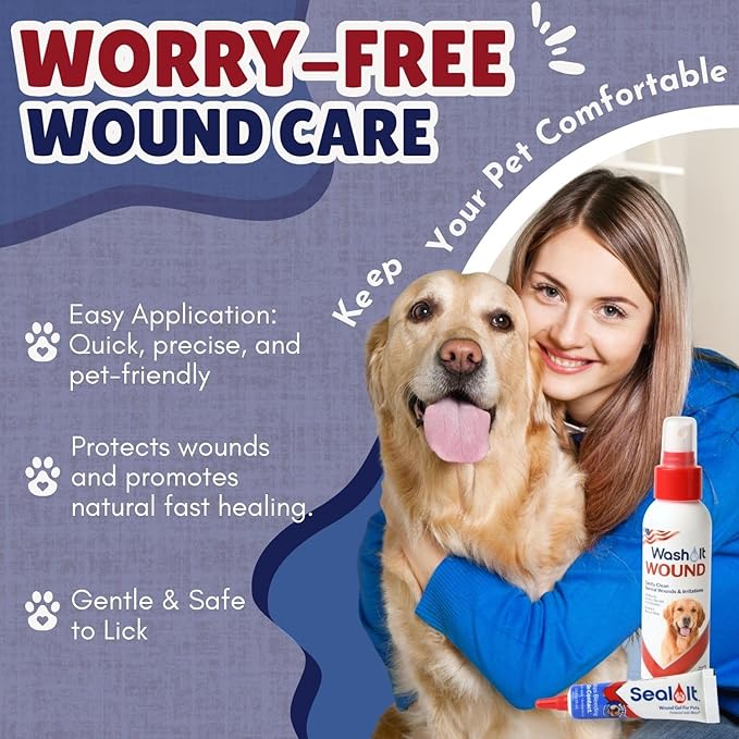 Dog Wound Care Gel & Wash Duo Pack | Styptic Powder Alternative for Dogs & Cats - Quick Stop Bleeding for Cuts (15ml) | Wash It Wound Wash for Dogs & All Pets/Animals to Gently Cleanse Wounds (4oz)
