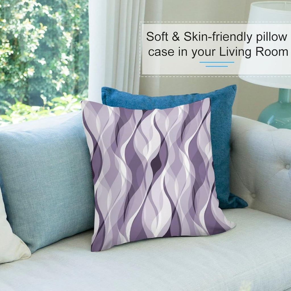 Lavender Throw Pillow Covers Modern Purple and Grey Striped Decorations for Bedroom Living Room Farmhouse Sofa Pillows Bed Couch 20x20 Inch