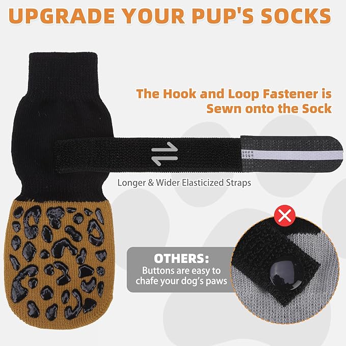 KOOLTAIL Anti Slip Dog Socks to Prevent Licking Paws,Dog Shoes for Hot Pavement, Reflective Traction Control Grip Booties, Dogs Boots & Paw Protector for Hardwood Floors Small Medium Large Senior Dogs