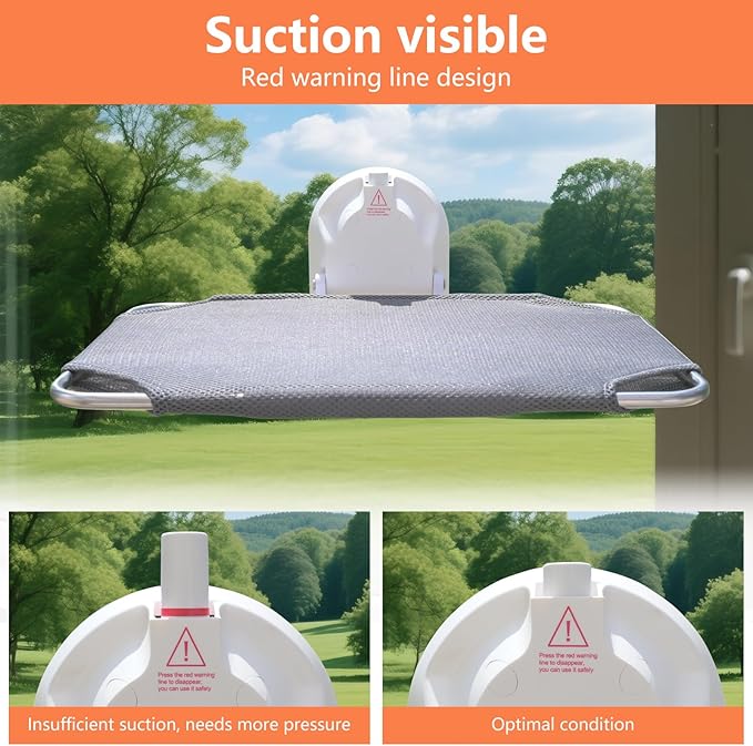 Cat Window Perch for Small Window,Cordless Cat Window Hammock,Cats Seat for Windowsill,Foldable Cat's Windows Bed for Large Cats with Suction Visualization Pwerful Suction Cups