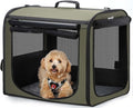 Dog Car Carrier Light Weight, Dog Carrier for Car Easy to Assemble, Dog Car Crate Portable and Breathable, Foldable Pet Carrier for Both Indoor and Outdoor Use, Dog Travel Crate with Curtain Green