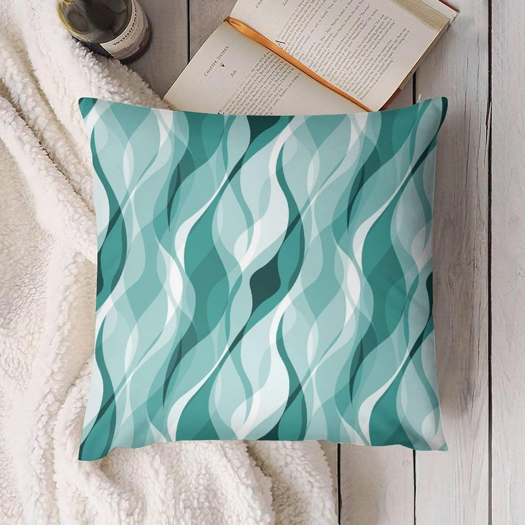 Teal Throw Pillow Covers Abstract Turquoise and Grey Striped Decorations for Bedroom Living Room Farmhouse Sofa Pillows Bed Couch 18x18 Inch