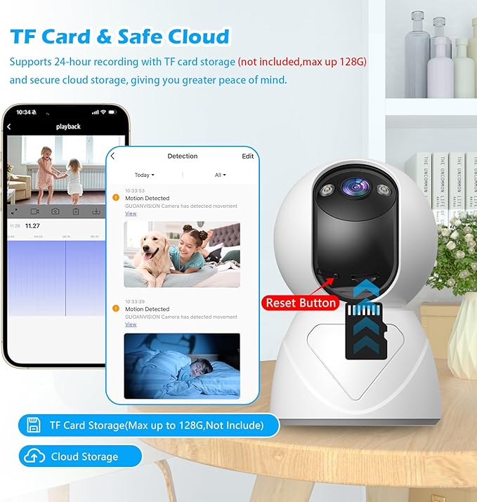 3MP Indoor Security Camera, 5G WiFi 360° Pan/Tilt Home Cameras for Baby Monitor/Pet/Elder/Kids/Bedroom, Auto-Focus and Zoom,Motion Tracking,2-Way Audio,Siren,3 Night Vision,Cloud&SD Card