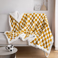 LOMAO Sherpa Throw Blanket Fleece Blanket with Checkered Pattern Soft Thick Blanket for Couch, Bed, Sofa Luxurious Warm and Cozy for All Seasons (Yellow, 51"x63")