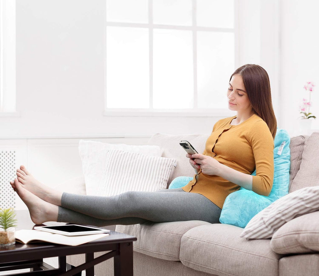 Nestl Reading Pillow for Kids & Teens with Shredded Memory Foam, Backrest Pillows for Reading, Watching, and Gaming, Use on The Couch, Bed, or Floor, Adjustable Support with Washable Cover Light Blue