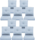 10-Piece Outdoor Patio Cushion Set - Fade & Water Resistant with Removable Olefin Cover, 22x24x4 Inch Memory Foam Cushions for Wicker Sectional Sofa – Baby Blue/Buckle