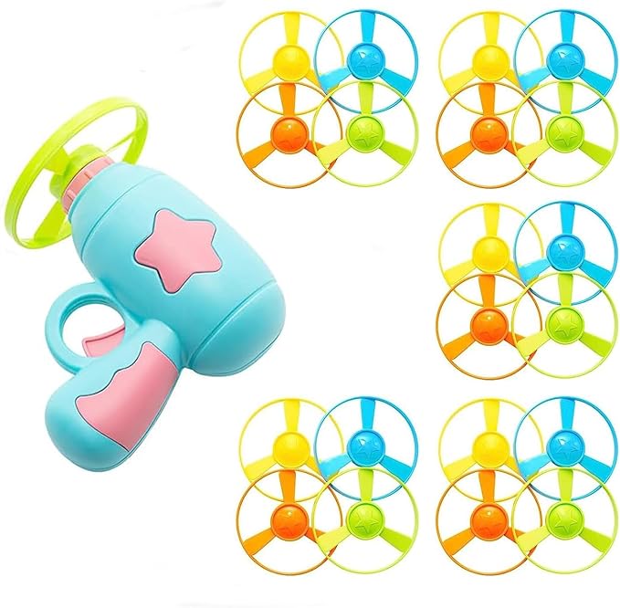 Cat Fetch Toy, Interactive Flying Cat Toy with 20 Flying Propellers, Kitten Tracks Toy for Training Hunting Chasing(Blue)