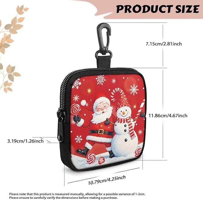 KEIAHUAN Christmas Dog Treat Pouches Small Portable Training Walking Treat Bag for Puppies with Clasp Reusable Pet Treat Container Coin Purse with Zipper Closure, Santa Claus Snowman
