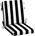 Arden Outdoor Midback Chair Cushion, 18 x 16.5, Rain-Proof, Fade Resistant Black Cabana Stripe