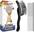 Dog Slicker Brush for Golden Doodle Grooming Kit - Dematting Brushes for Goldendoodles, Labradoodles, Poodles - Pet Hair Brush for Medium & Long Haired Dogs - Large (Black)