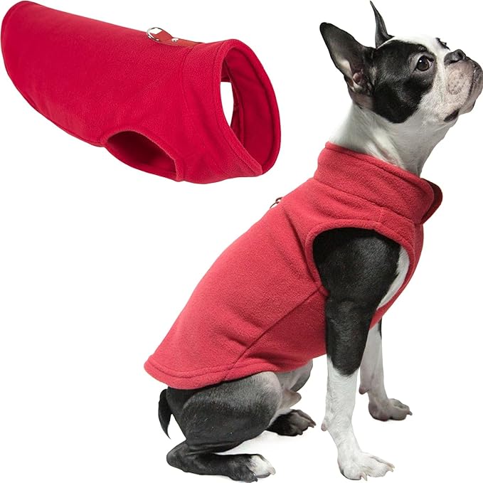 Gooby - Fleece Vest, Small Dog Pullover Fleece Jacket with Leash Ring, Red, X-Small