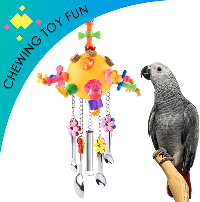 KATUMO Bird Toys Pull Spoons Colorful Acrylic Stick Toys Parrot Chew Toy for Amazon Parrot, African Grey, Conure, Caique, Quaker, Small Cockatoo, Mini Macaw, Eclectus and Similar Birds