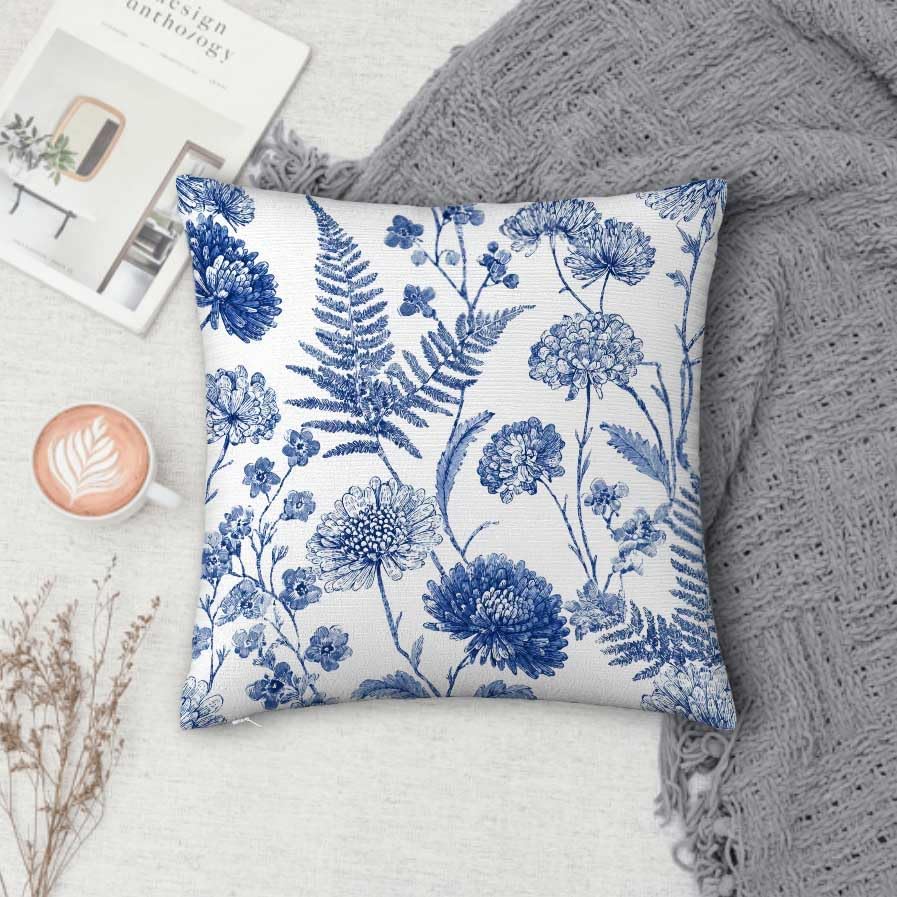 Throw Pillow Covers 18x18 Set of 2, Summer Floral Cushion Covers, Decorative Square Pillowcases for Couch, Bedroom, Living Room