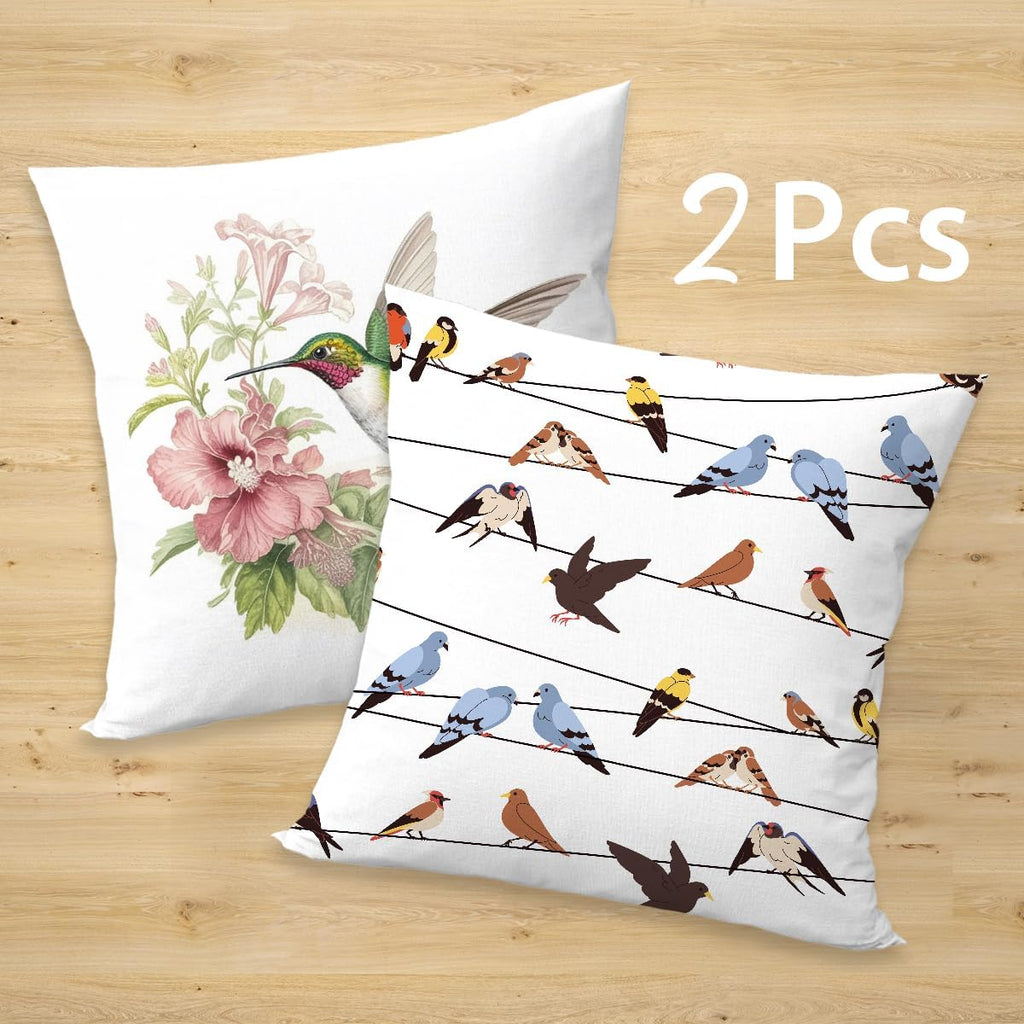 Summer Hummingbird Pillow Covers French Vintage Throw Pillows, Spring Peony Dahlia Floral Decorative Farmhouse Cushion Case for Sofa Couch Set of 2, Gifts for Women Friend Sister Birthday Christmas