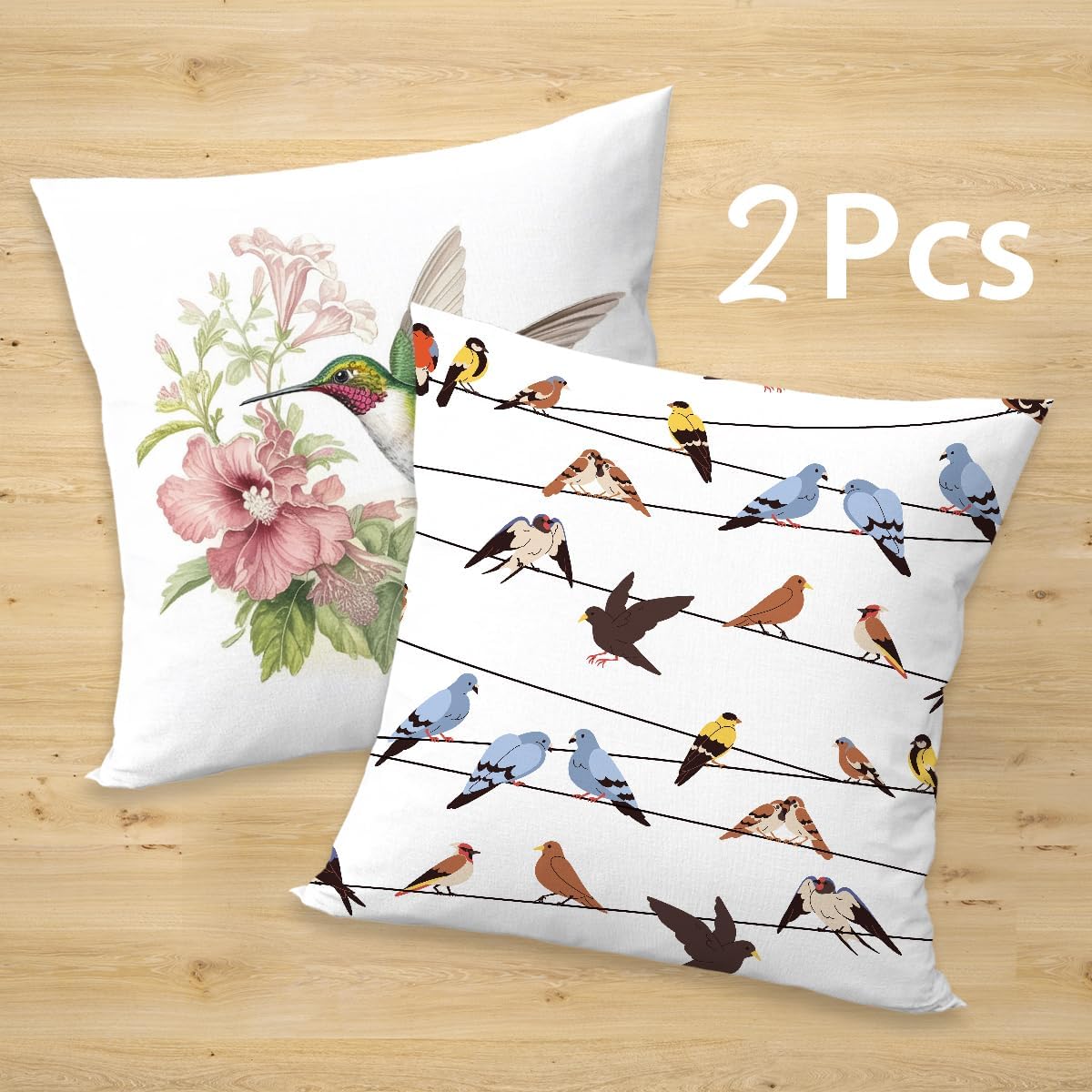 Summer Hummingbird Pillow Covers French Vintage Throw Pillows, Spring Peony Dahlia Floral Decorative Farmhouse Cushion Case for Sofa Couch Set of 2, Gifts for Women Friend Sister Birthday Christmas