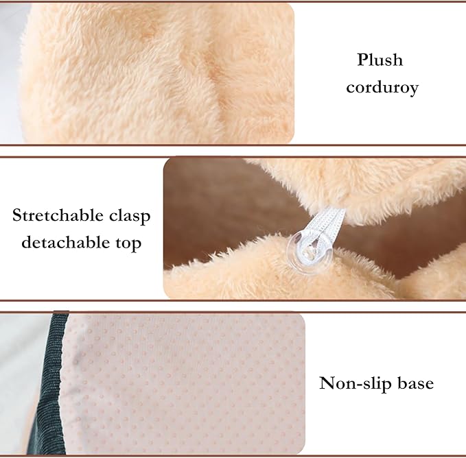 Cat Cave Bed – Plush, Warm & Calming Hideaway with Detachable Lid & Mat, Covered House for Indoor Kitten & Kitty (Yellow)