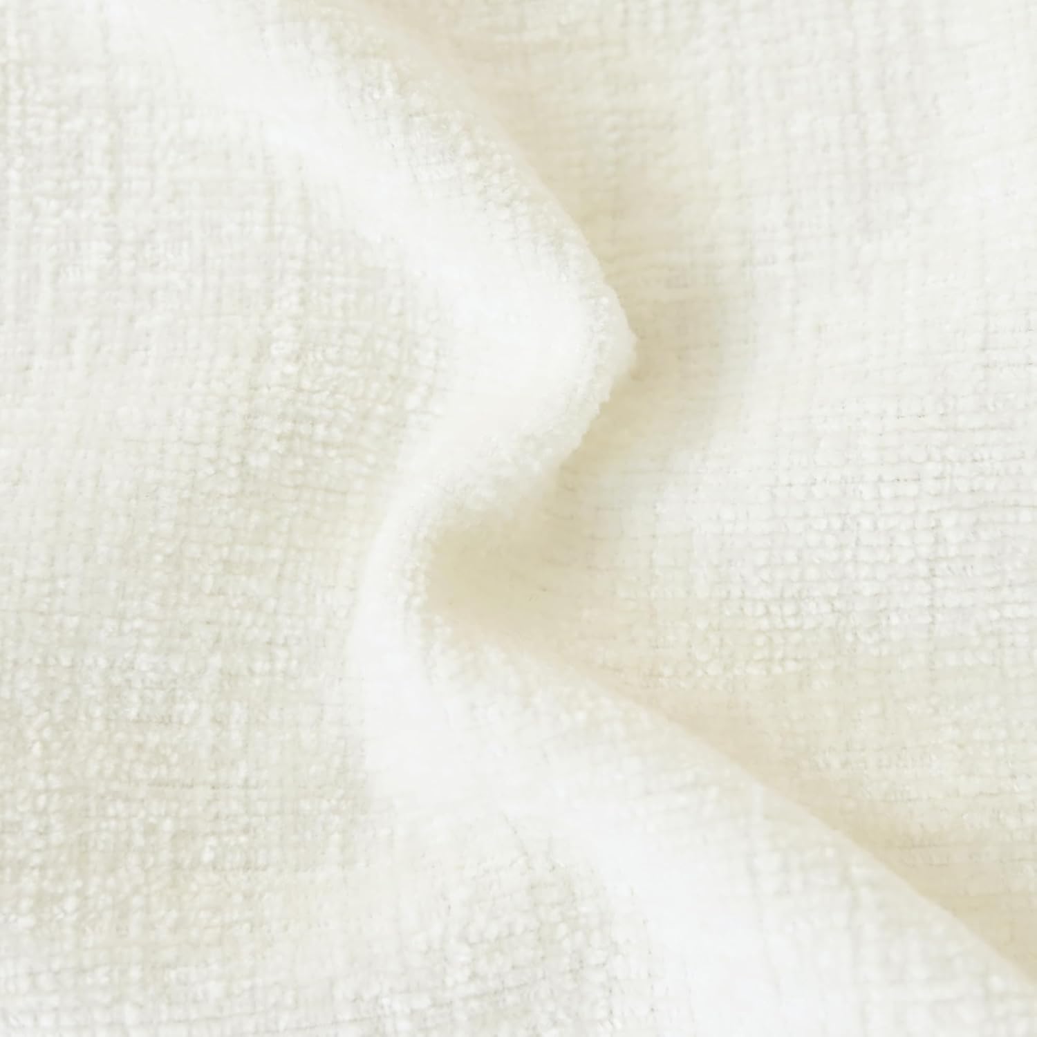 CaliTime Throw Pillow Covers Decorative 16 X 16 Inches Pack of 2 Cozy Solid Dyed Soft Chenille Cushion Cases with Pom Poms for Couch Sofa Bed Living Room Home Cream