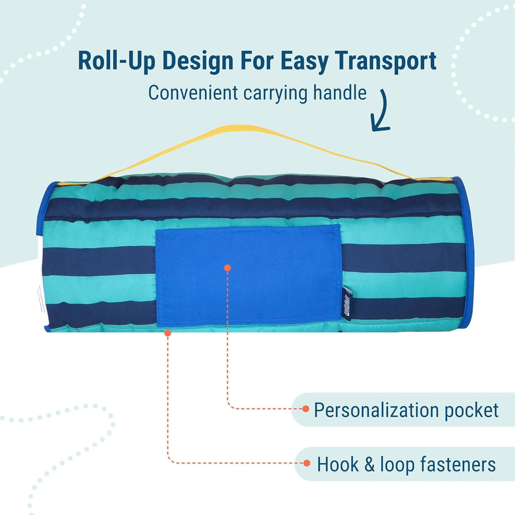 Wildkin 43-inch Kids Nap Mat – Soft Microfiber Toddler Sleeping Mat with Pillow