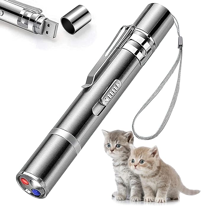 Cat Toys Laser Pointer for Indoor, Rechargeable, 7 Adjustable Wand Red Light Pet Interactive Cat Mouse Toys to Keep Busyfor Kitten Dog Chase Play