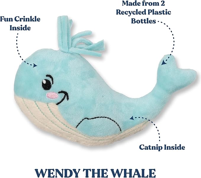 Cat Toys | Plush Toy Whale Cat Toys for Indoor Cats | Eco Friendly Toy Made from Non Toxic Materials