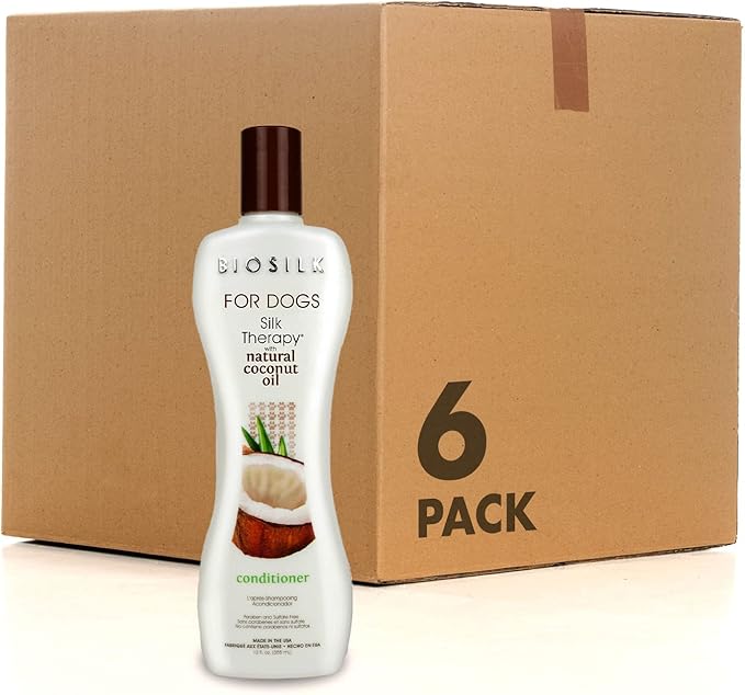 BioSilk for Dogs Silk Therapy Conditioner with Natural Coconut Oil | Pet Conditioner - 6 Pack