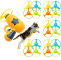 Cat Fetch Toys, Interactive Flying Cat Toy with 20 Flying Propellers, Dog Cat Pet Tracks Chasing Toy for Indoor,Outdoor Cats (Yellow)