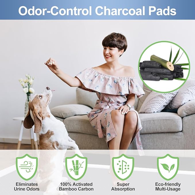 47"*31" Puppy Pee Pads for Dogs Extra Large 30 Count, XXXXL Charcoal Pee Pads Odor-Control Absorbs Up to 2000ml, Leak-Proof & Quick-Dry Diaposable Dog Training Pads with Adhesive Sticky Tape