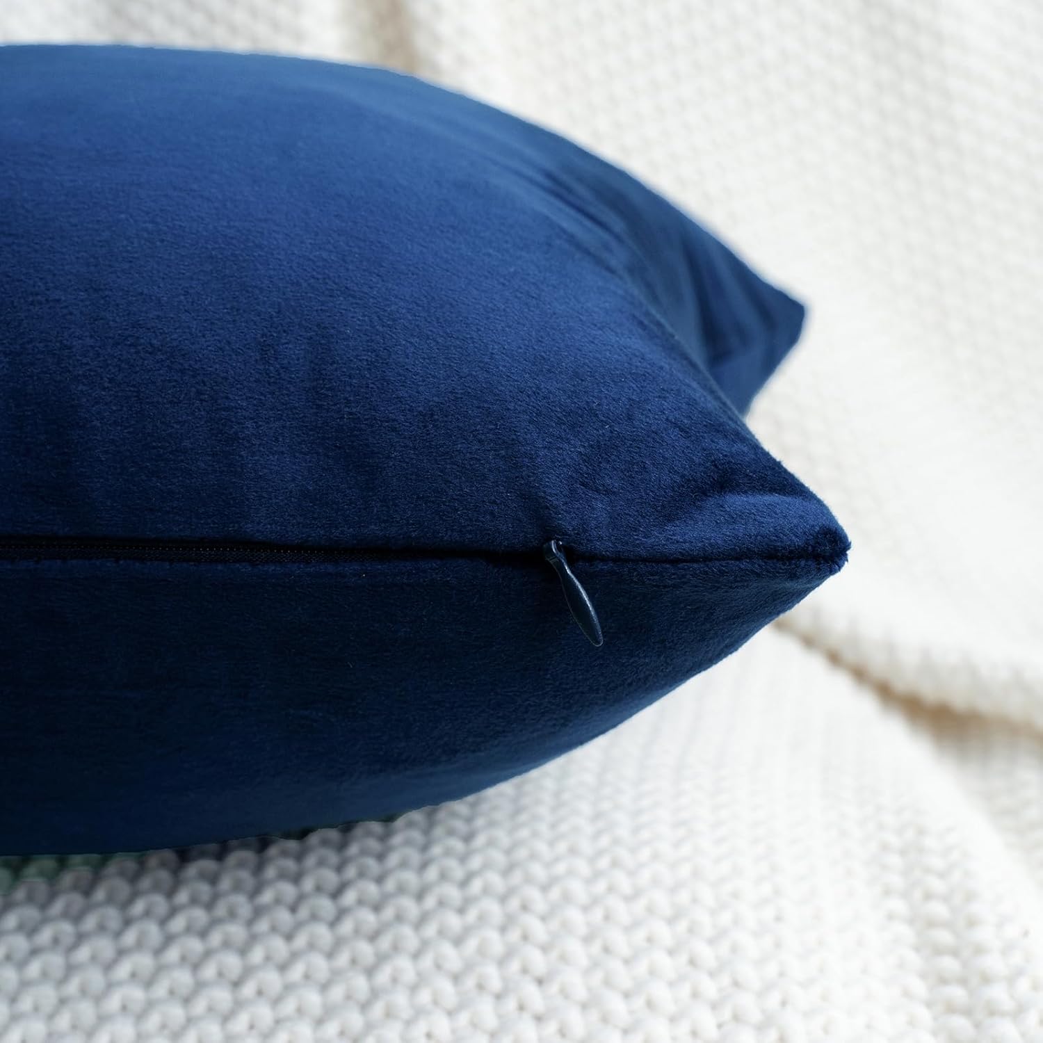 HWY 50 Navy Blue Velvet Rectangular Throw Pillow Covers 12x20 Inch, Pack of 2 Soft Cozy Solid Decorative Luxury Cushion Cases for Couch Sofa Bed Living Room Bedroom