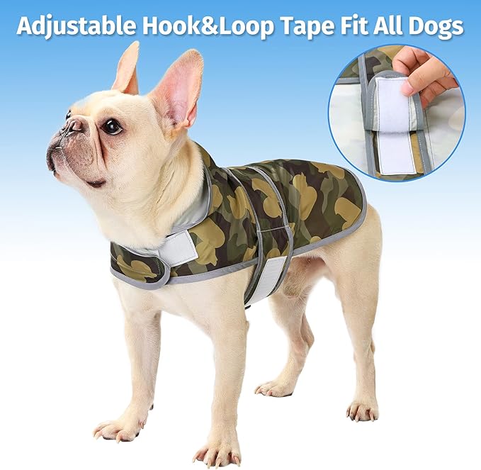 Dog Raincoat for Medium Dogs Waterproof Hooded Rain Jacket with Reflective Strips Leash Hole & Poncho Adjustable Fit (CamoDuck,M)