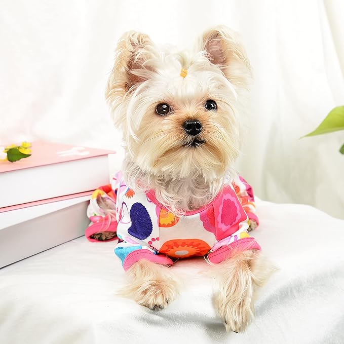 Dog Clothes for Small Dogs Boy Girl, Dog Pajamas Tiny Chihuahua Yorkie Spring Summer Shirt, Cute Puppy Outfit Pjs Jumpsuit Cat Onesie Apparel Pet Clothes