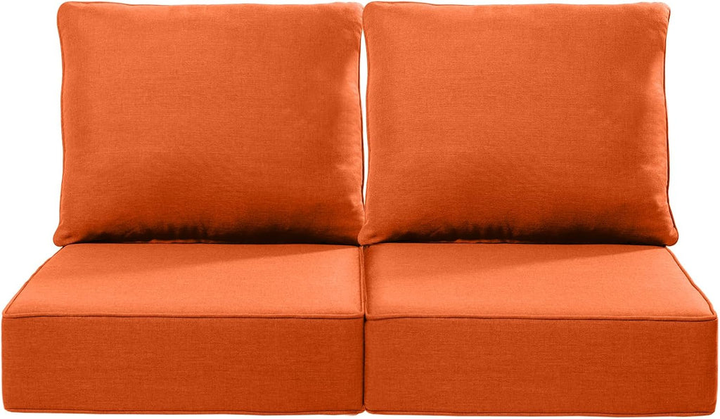 Luxury 24x24x6 Inch Outdoor Seat Cushions - Set of 2 Water Resistant Patio Chair Replacement Cushion for Porch Set Rattan Dining Rocker Glider Chairs Loveseat Couch Sectional Sofa - Orange
